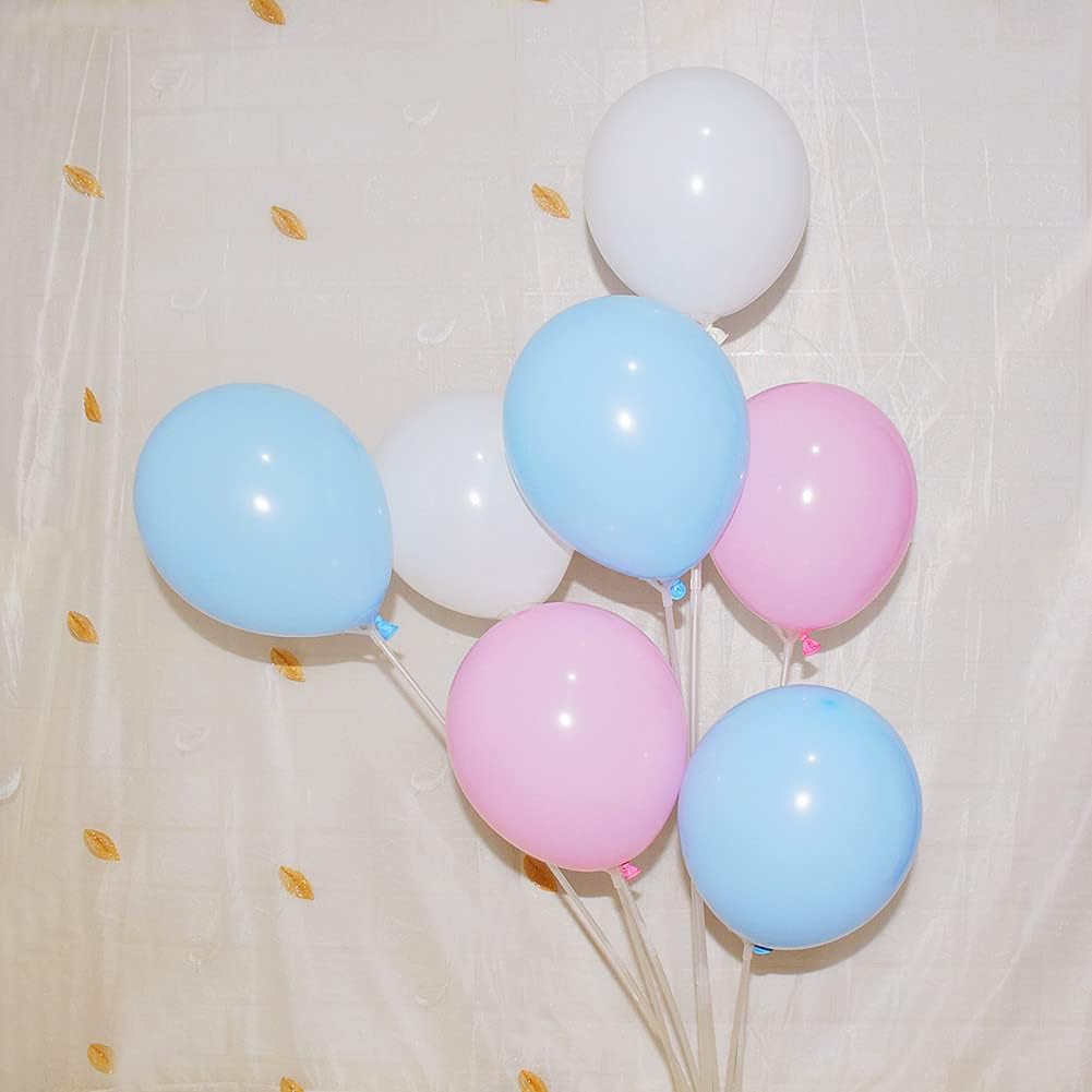 300 Pcs Pink Blue and White 5 Inch Balloons Macaron Pastel Pink and Blue White Latex Small Balloon for Baby Shower Birthday Bridal Shower Wedding Anniversary Gender Reveal Party Decorations