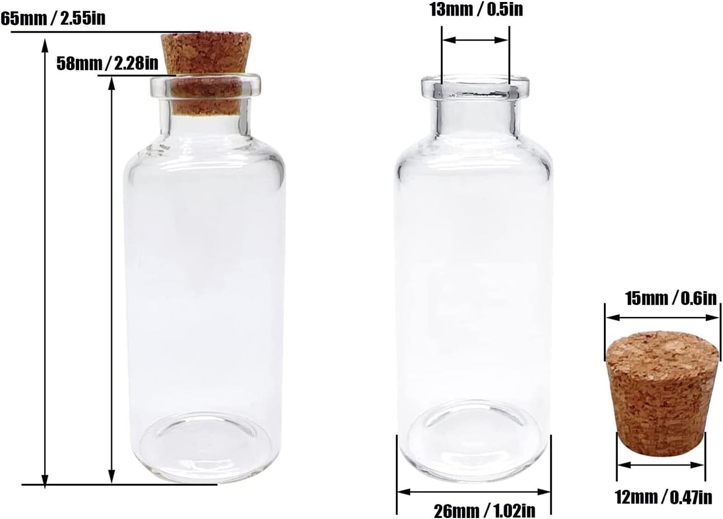 160 Pack 20 ML Glass Bottles with Cork Stoppers Mini Small Glass Bottles, for Wedding Favors, Crafts Home Decorations