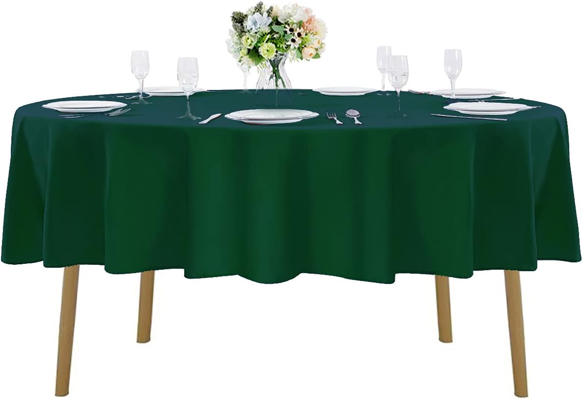 70 inch Round Tablecloth Washable Polyester Table Cloth Decorative Table Cover for Wedding Party Dining Banquet（70 inch, Hunter）