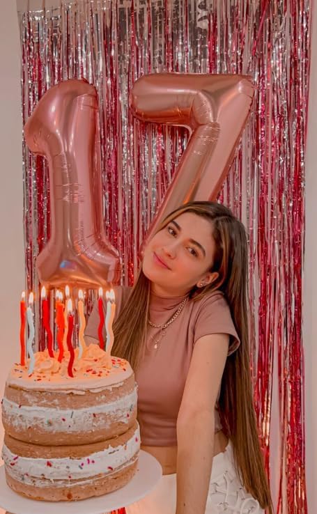 Rose Gold Number 7 Birthday Balloon 40 Inch, Digital Balloons for 7 17 27 70 77 Party Celebration Decorations Supplies, Rose Gold Mylar Foil Numbers Balloon for Seven Wedding Anniversary