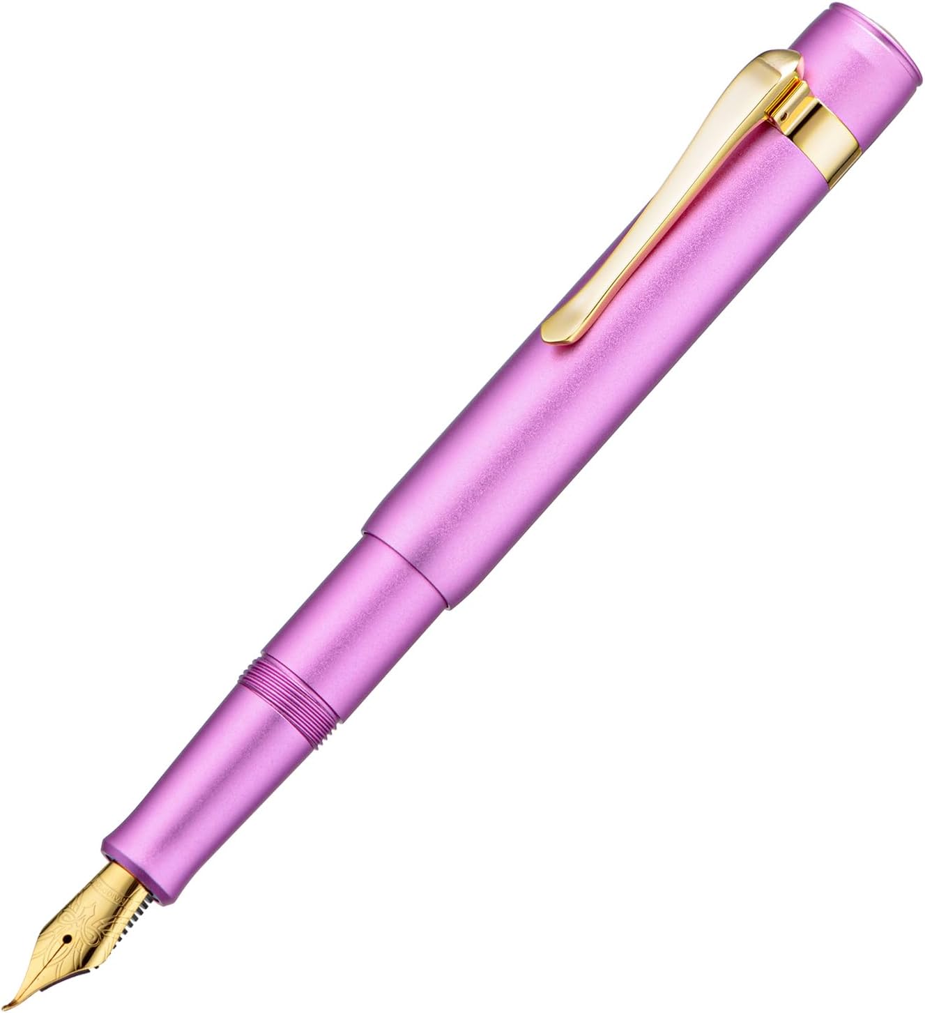 Hongdian M2 Mini Fountain Pen with Bent Nib, Sleek Shape Aluminium Short Pocket Travel Pen (Lilac Purple)