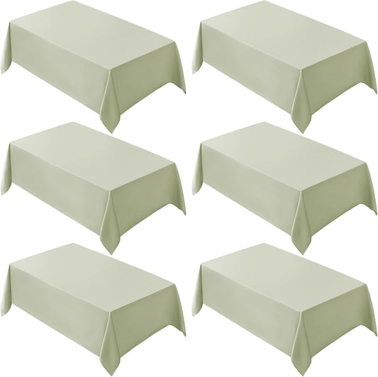 VidaFete Tablecloth 6 Pack 90 * 132inch Rectangle Table Cloth Polyester,Stain Wrinkle Resistant Polyester Dining Table Cover for Kitchen Dinning Party Wedding Rectangular Buffet Decoration(Sagegreen)