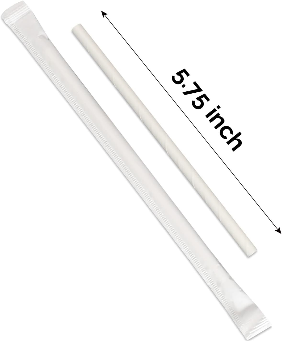[400 Pack] Compostable Short Paper Straws Individually Wrapped, 5.75" x 0.24", Dye-free White - Great for Kids, Milk Cartons, Cocktail & Coffee