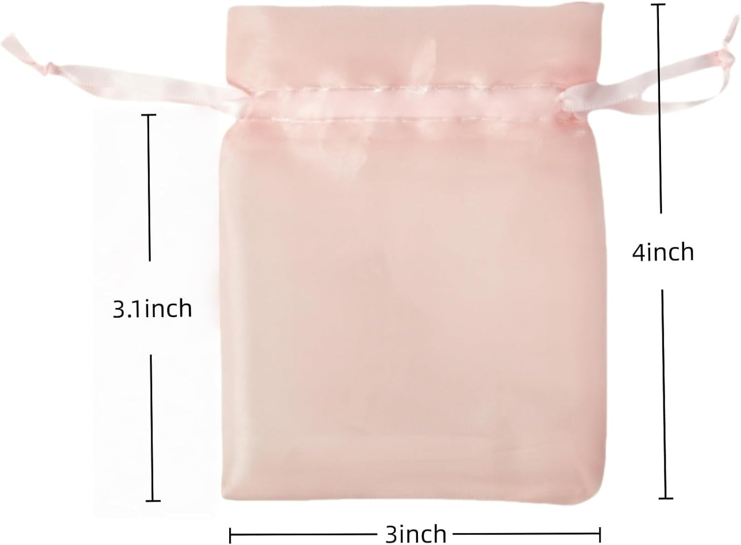 QIANF 20 Pcs Pink Small Organza Bags 3X4 inch for Wedding Favors with Drawstring, Mini Mesh Gift Bags Jewelry Pouch for Candy Bridal Shower Party Favor Baby Shower Christmas