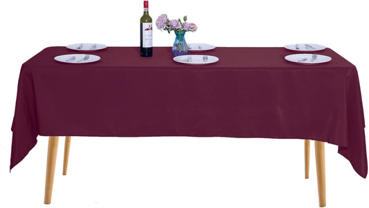 Ascoza 2pack 60x120 Inch Burgundy Rectangular Tablecloth 6 Feet Table Cloth in Polyester Fabric for Wedding/Banquet/Restaurant/Parties