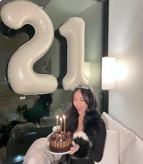 Cream White Number 11 Balloon 40 inch, Number 11 Birthday for Boy Girl, Cream White Foil 11 Balloon for 11st 11 Birthday Party, Anniversary Celebration Number Decorations