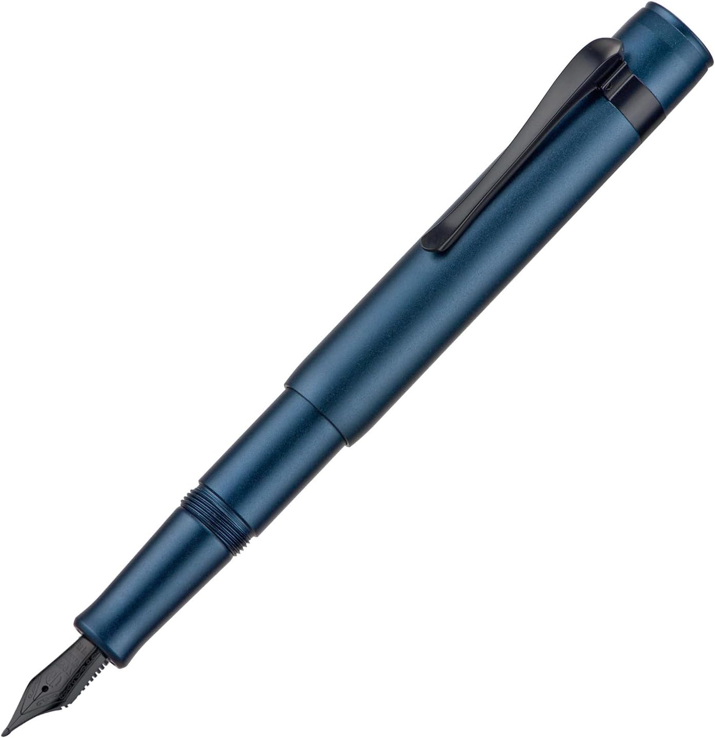 Hongdian M2 Black Forest Mini Fountain Pen, Long Blade Nib & Sleek Shape Aluminium Short Pocket Travel Pen (Midnight Blue)