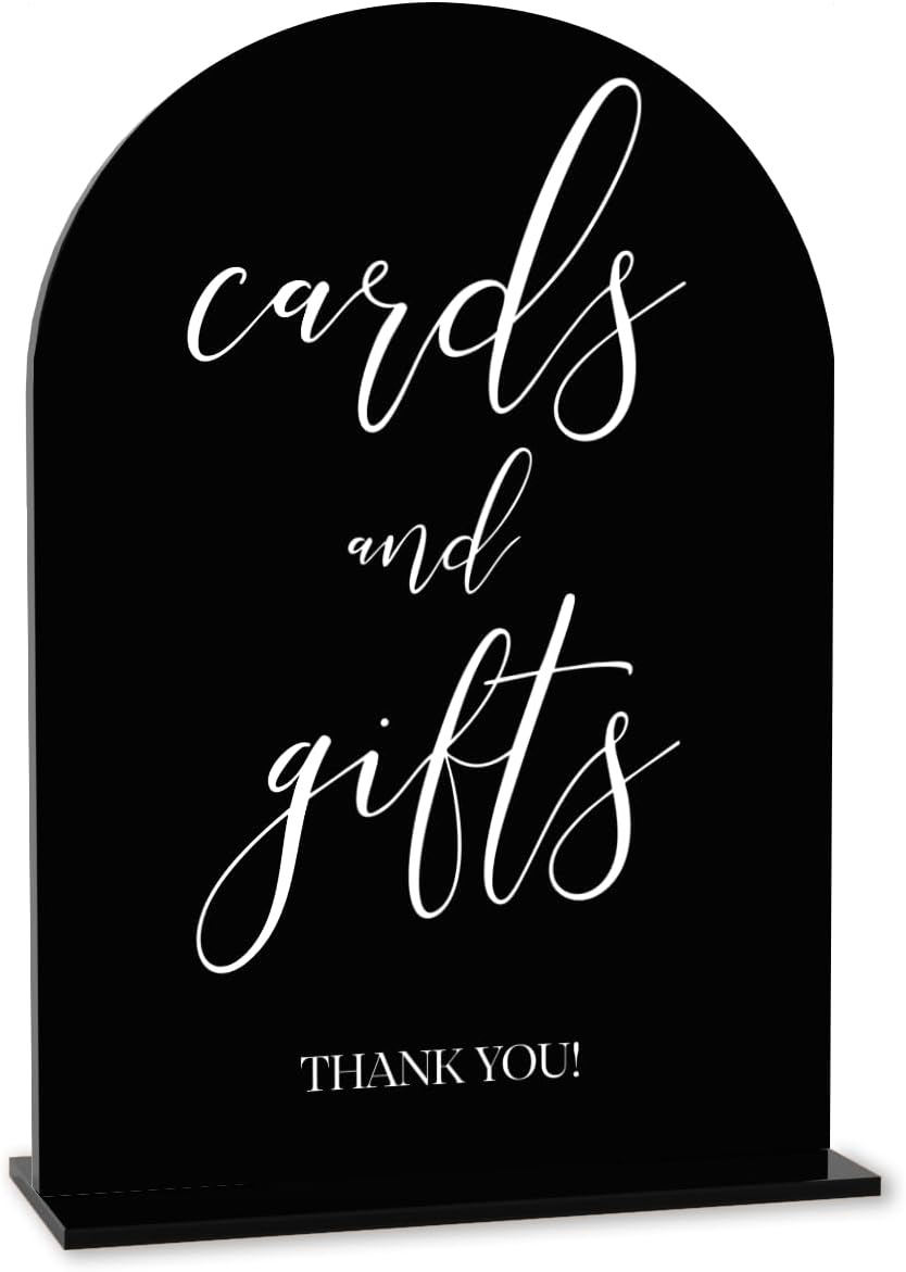 Black Cards and Gifts Sign, Wedding Engagement Bridal Shower Baby Shower Party Decor for Reception Reception, Weddings Acrylic Sign