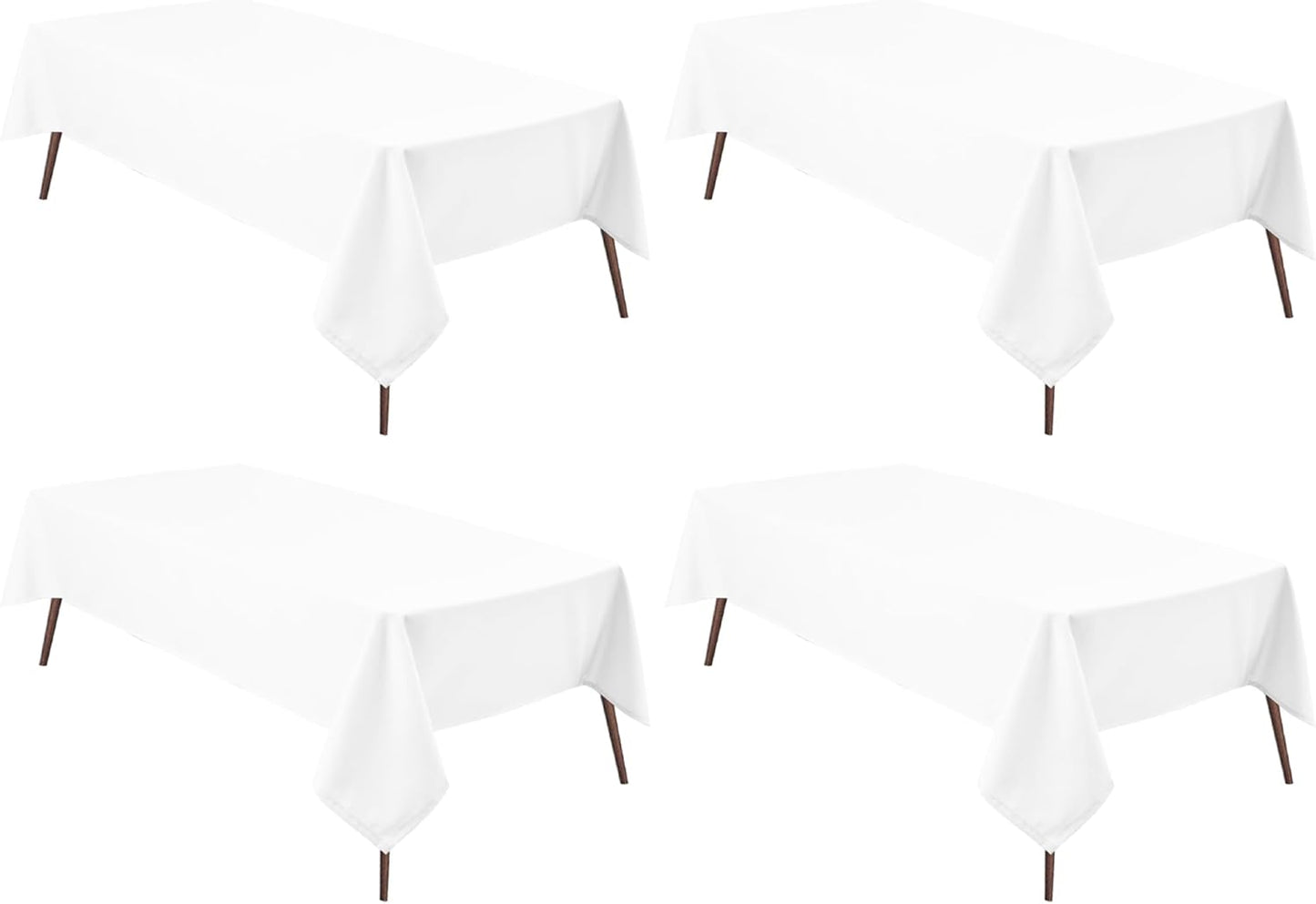 Hiasan 4 Pack White Rectangle Tablecloth - Waterproof and Spillproof Restaurant Washable Polyester Table Cloth for Dining Room, 54 x 80 Inch
