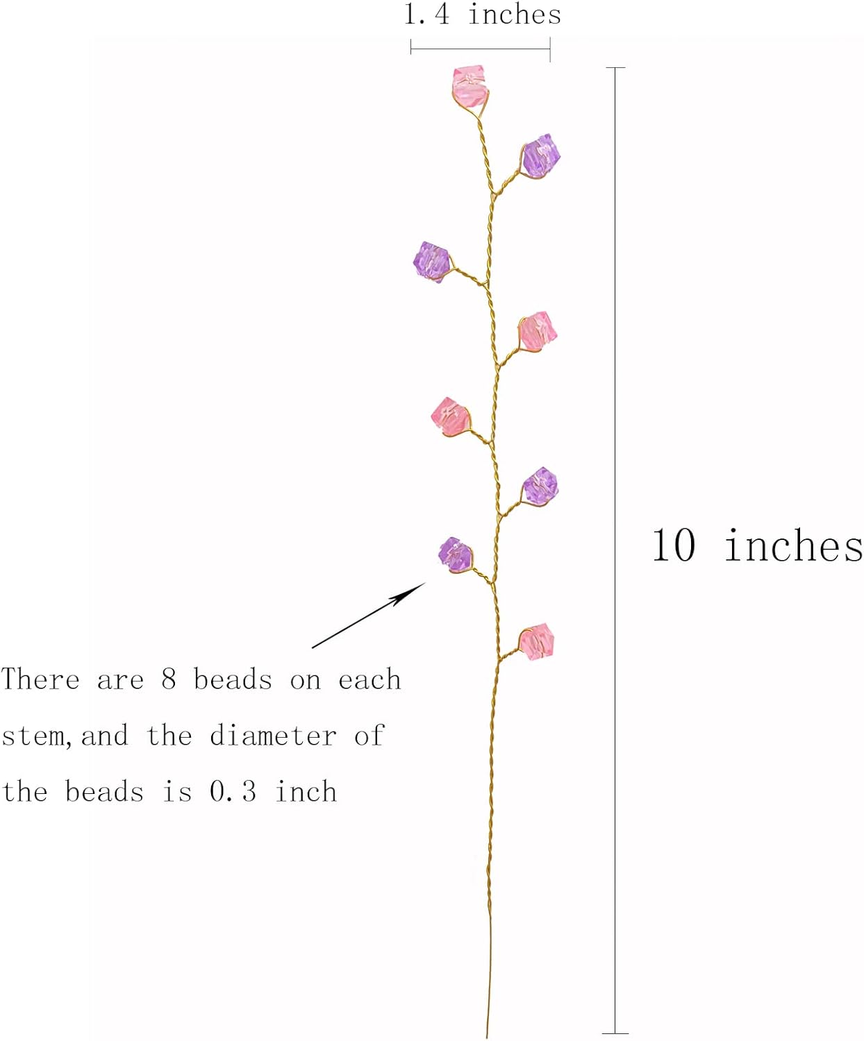 32PCS Crystal Artificial Flowers Bouquets Handmade Acrylic Flower Branches Fake Beaded Baby Breath Floral Crafts for Wedding Party Home Decor