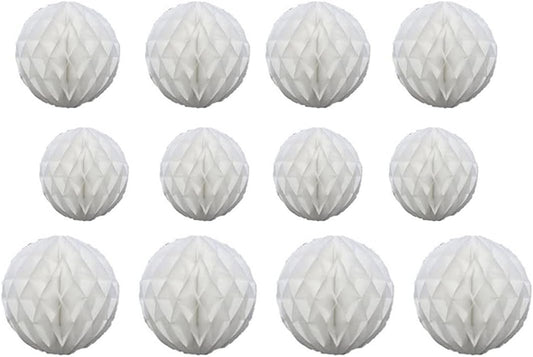 12pcs Party Honeycomb Balls Decorations 4'' 8'' 10'' Honeycomb Ball Flower Tissue Pom Poms Flower Balls Hanging Flower Balls for Baby Shower Birthday Wedding Nursery Wall Decor(4'' 8'' 10'' White)