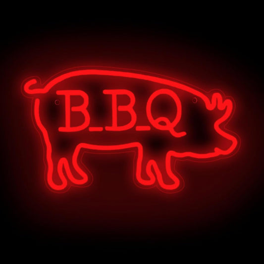 BBQ Pigs LED Neon Sign, Cute Pig LED Light for BBQ Restaraunt Frontstore Decoration, Versatile Wall Decor for Home, Bar, Party, 15.7"x9.1"