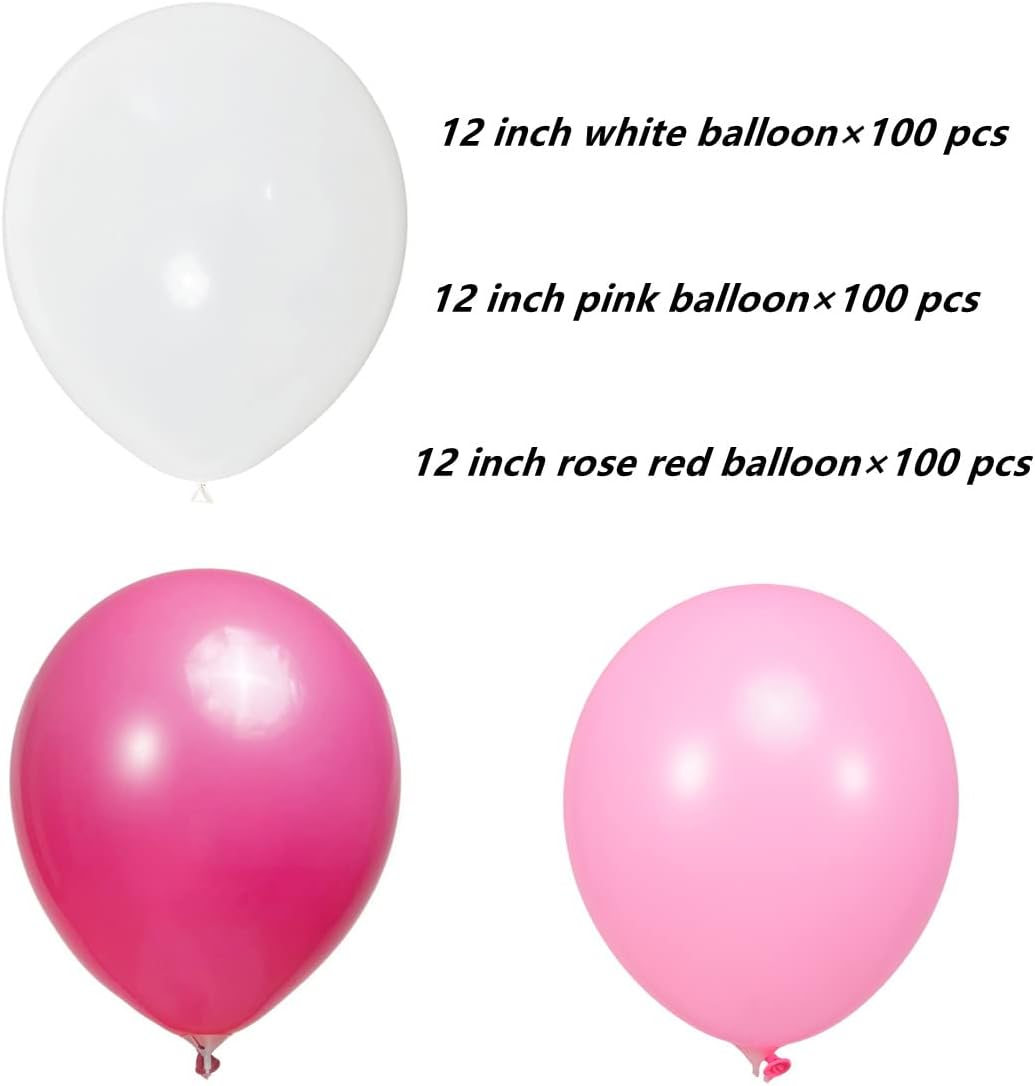 300 Pack Pink and White Balloons 12 inch White Hot Pink Latex Party Balloon Bulk for Various Party Events Decorations