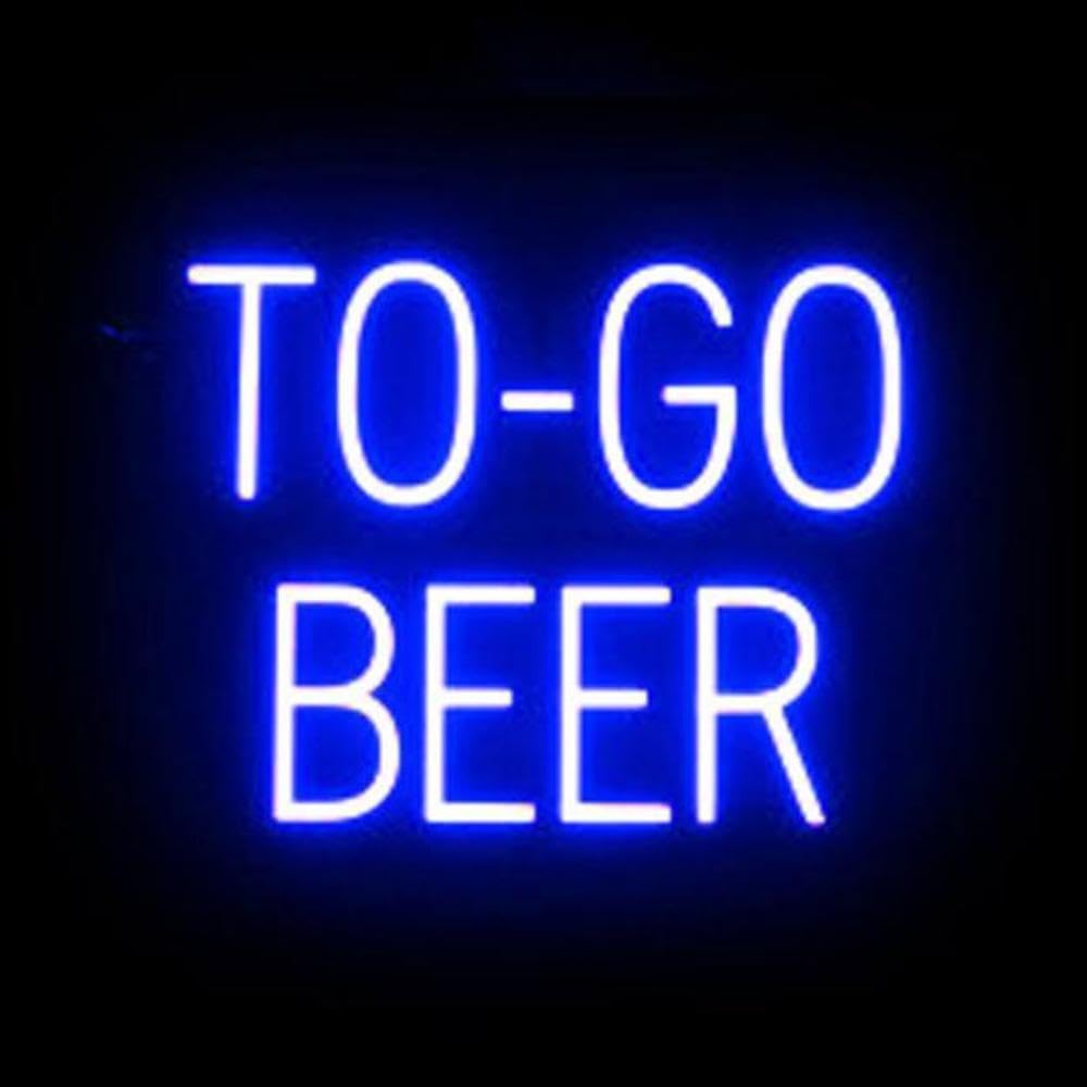 SpellBrite TO-GO BEER Sign | Beer-Related Sign with Neon Look, Blue LED Light Source | 19.8" x 15.0"
