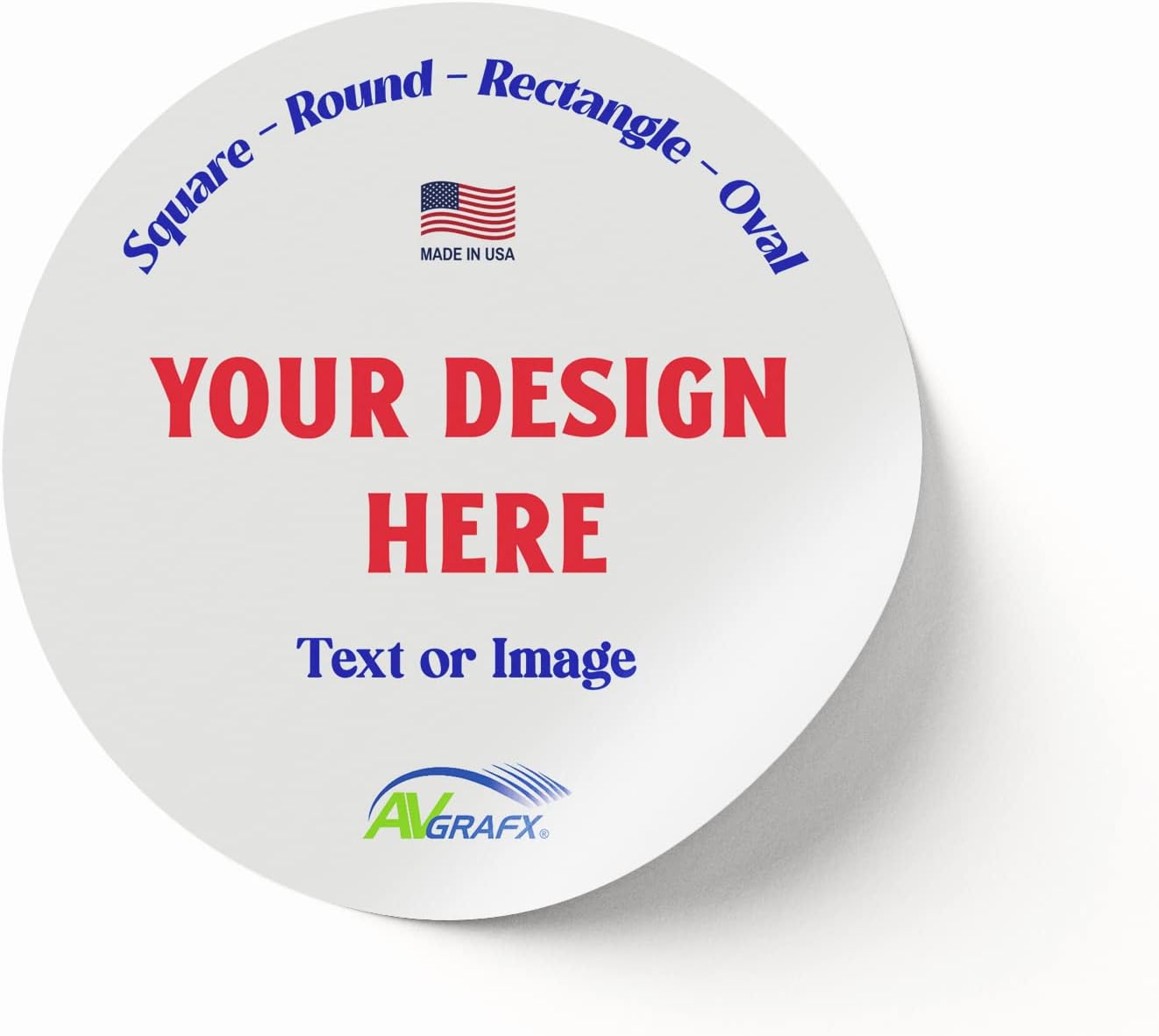 avgrafx 120 2.5x2.5 Round Custom Personalized Stickers Labels Vinyl Waterproof Dishwasher Safe, Made USA, Your Text, Image,Business Logo