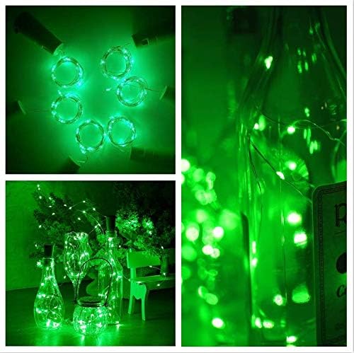 Wine Bottle Lights with Cork, Battery Operated 20 LED Cork Shape Silver Wire Colorful Fairy Mini String Lights(No Bottles) for DIY, Party, Decor, Christmas, Halloween,Wedding (3, Green)