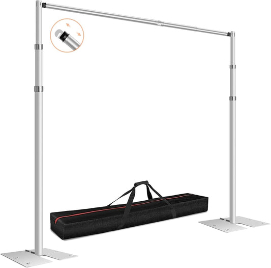 FUDESY Pipe and Drape Backdrop Stand Kit, 8.6x10ft Heavy Duty Backdrop Stand Adjustable Background Frame with Metal Base for Photography Wedding Parties Events Decoration