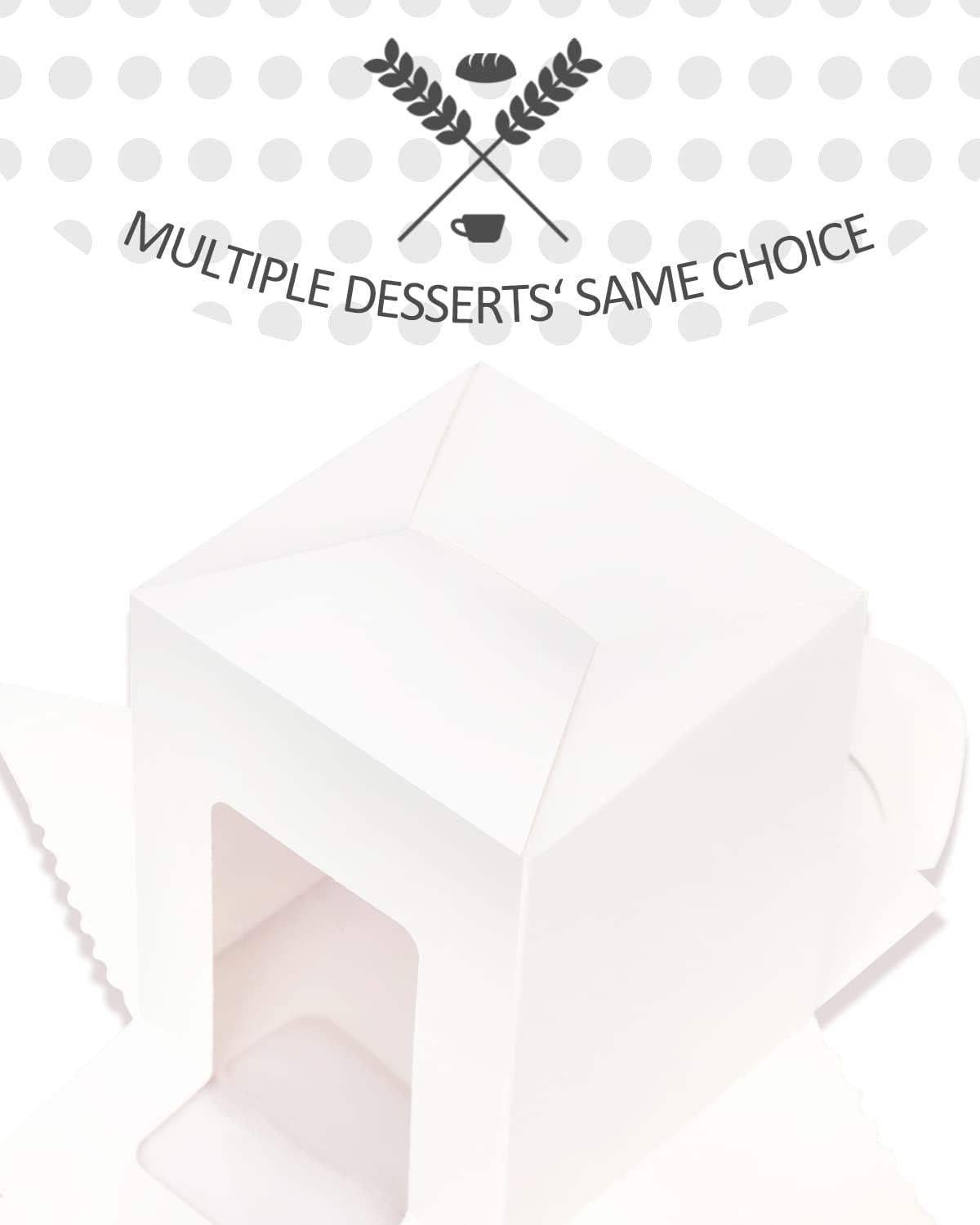 qiqee 100Packs Cupcake Boxes Individual Cupcake Holders Disposable White Single Cupcake Boxes with Window 3.7 * 3.7 * 4.5inch Cupcake Containers