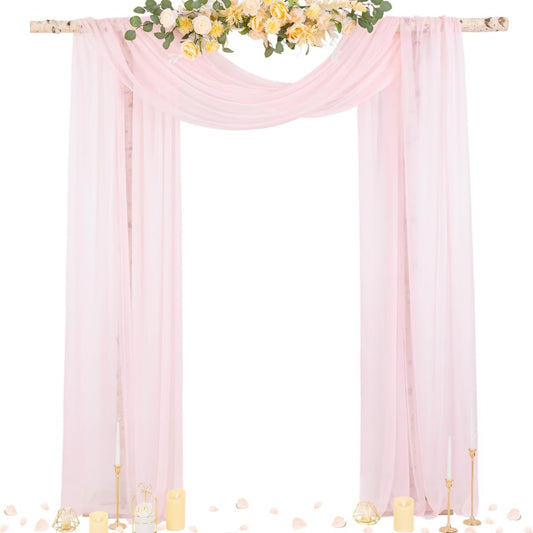 Socomi Blush Pink Wedding Arch Draping Fabric 29" x 20Ft 1 Panel Sheer Outdoor Curtain Drapes Extra Long for Bridal Baby Shower Ceremony Birthday Party Decor