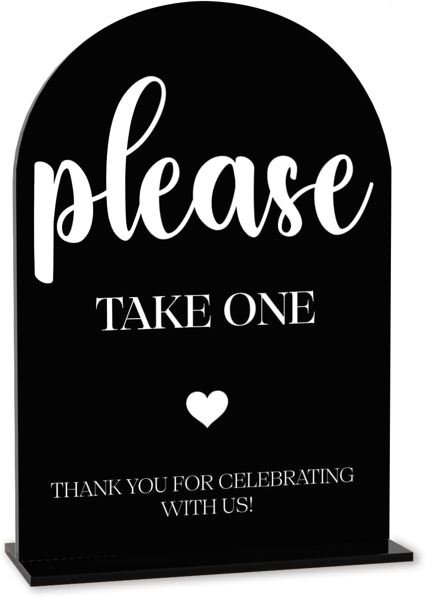 Black Please Take One Sign, Wedding Engagement Bridal Shower Baby Shower Decor for Reception Reception, Weddings Acrylic Sign