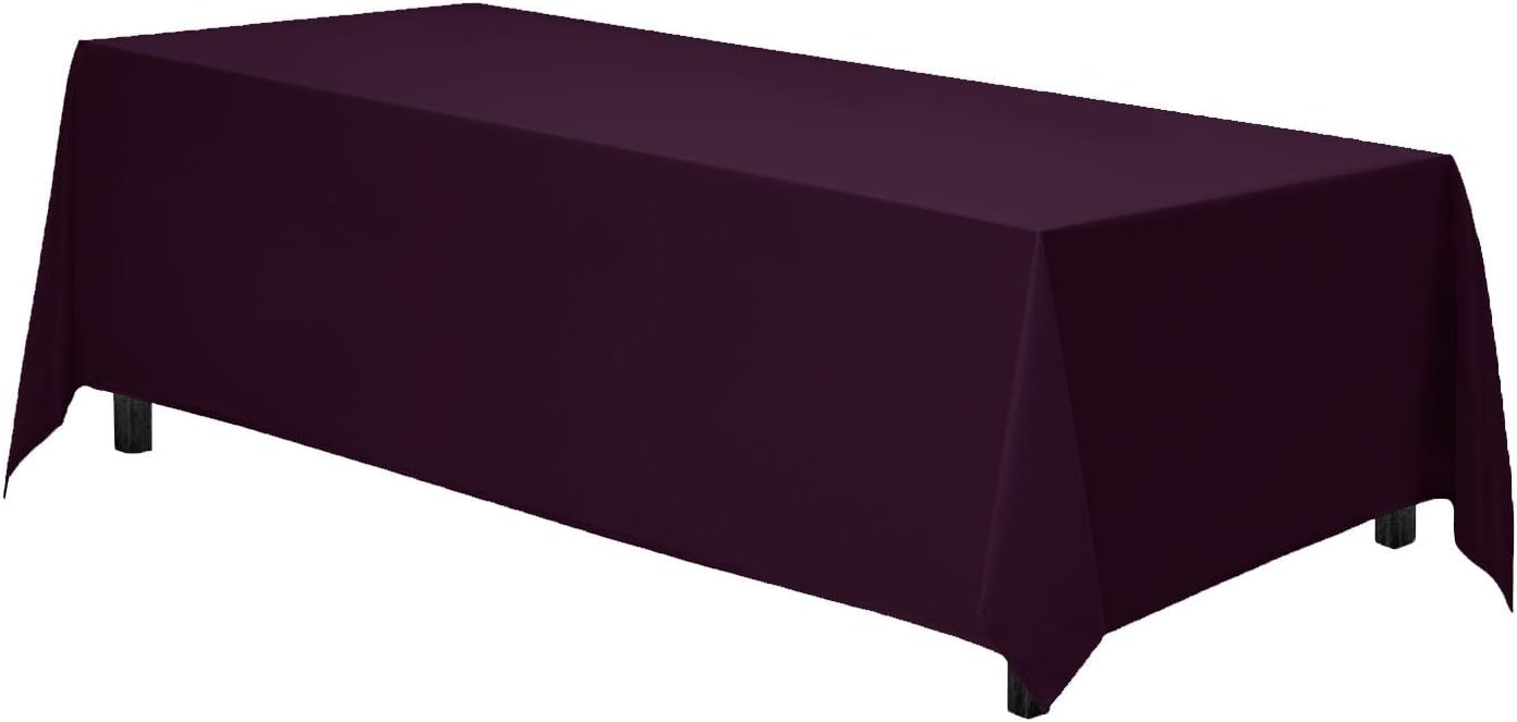 Gee Di Moda Rectangle Tablecloth - 90 x 156 Inch Eggplant - Heavy Duty Washable Polyester - 8 Ft Table, Holiday Party, Wedding & Baby Shower