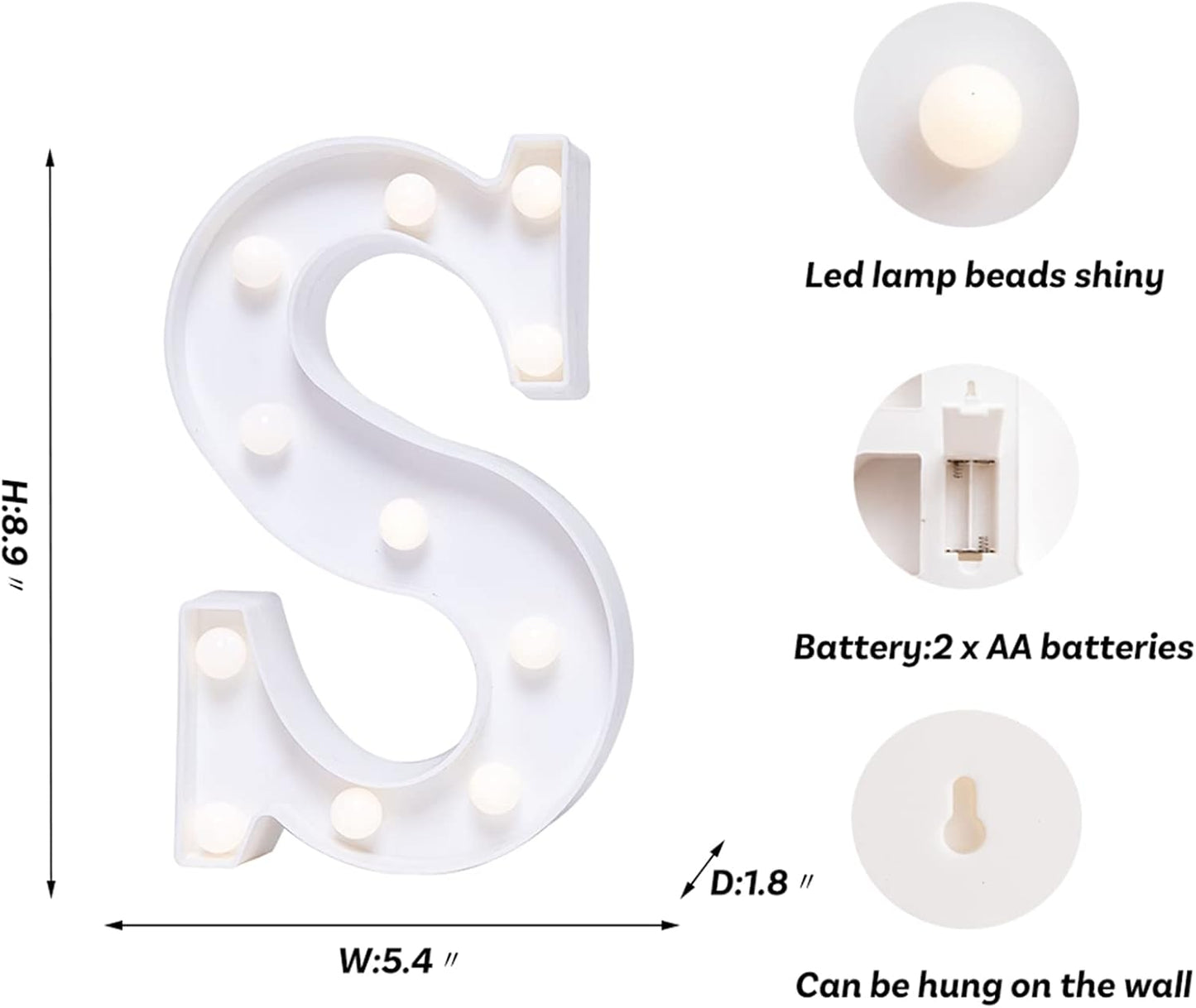Foaky LED Letter Lights Sign Marquee Light Up Letters Sign for Night Light Wedding/Birthday Party Battery Powered Christmas Lamp Home Bar Decoration(S)
