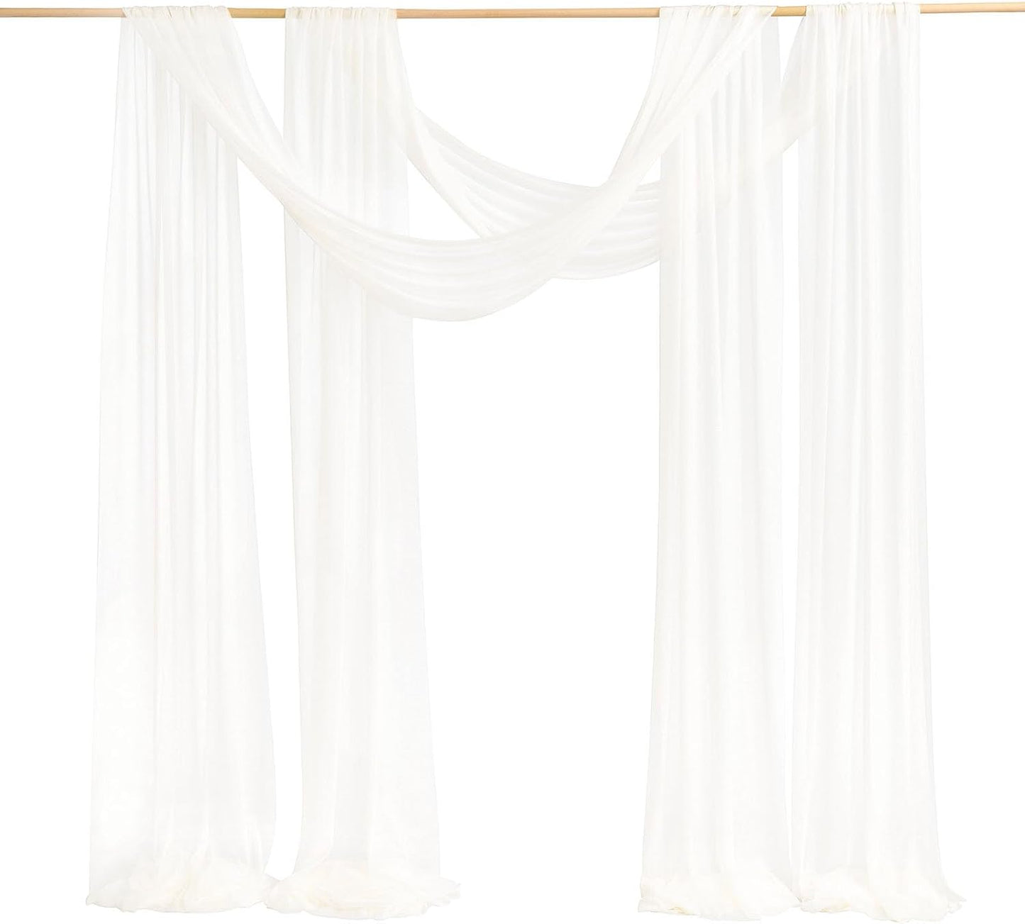 Ling's moment Wedding Arch Draping Fabric 2 Panels 32Ft x 30" Wrinkle-Free Wedding Arch Drapes Chiffon Fabric, White Curtain for Wedding Ceremony Reception Background Party Home Garden Decorations
