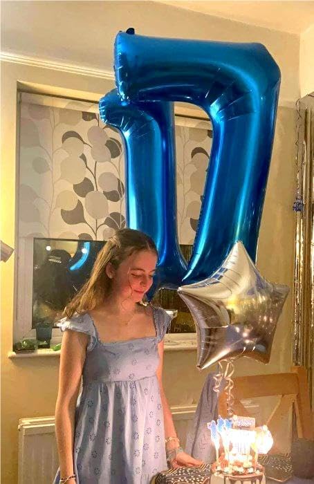 Navy Blue Jumbo Number 17 Balloon 40 Inch, Boy Girl 17 Birthday Supplies, Foil Helium 17 Birthday Giant Balloon, Mylar Blue Number Balloons Anniversary Decorations