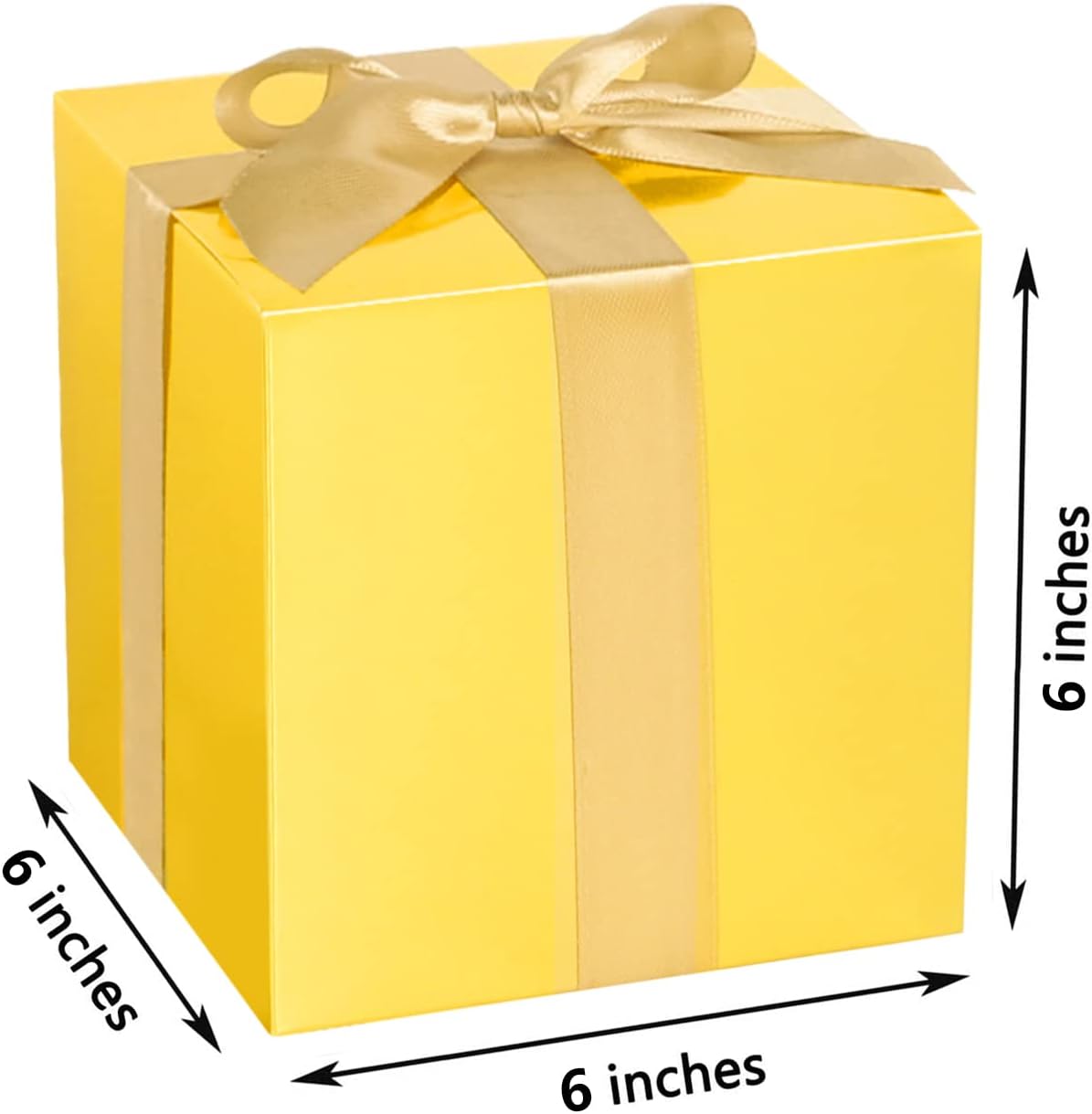COTOPHER Small Gift Boxes 25 Pack 6x6x6 inches Gold Gift Boxes with Lids for Gifts, Crafting, Wedding Party Favor, Cupcake Boxes, Candy, Bridesmaids Proposal Box with Ribbons and Stickers