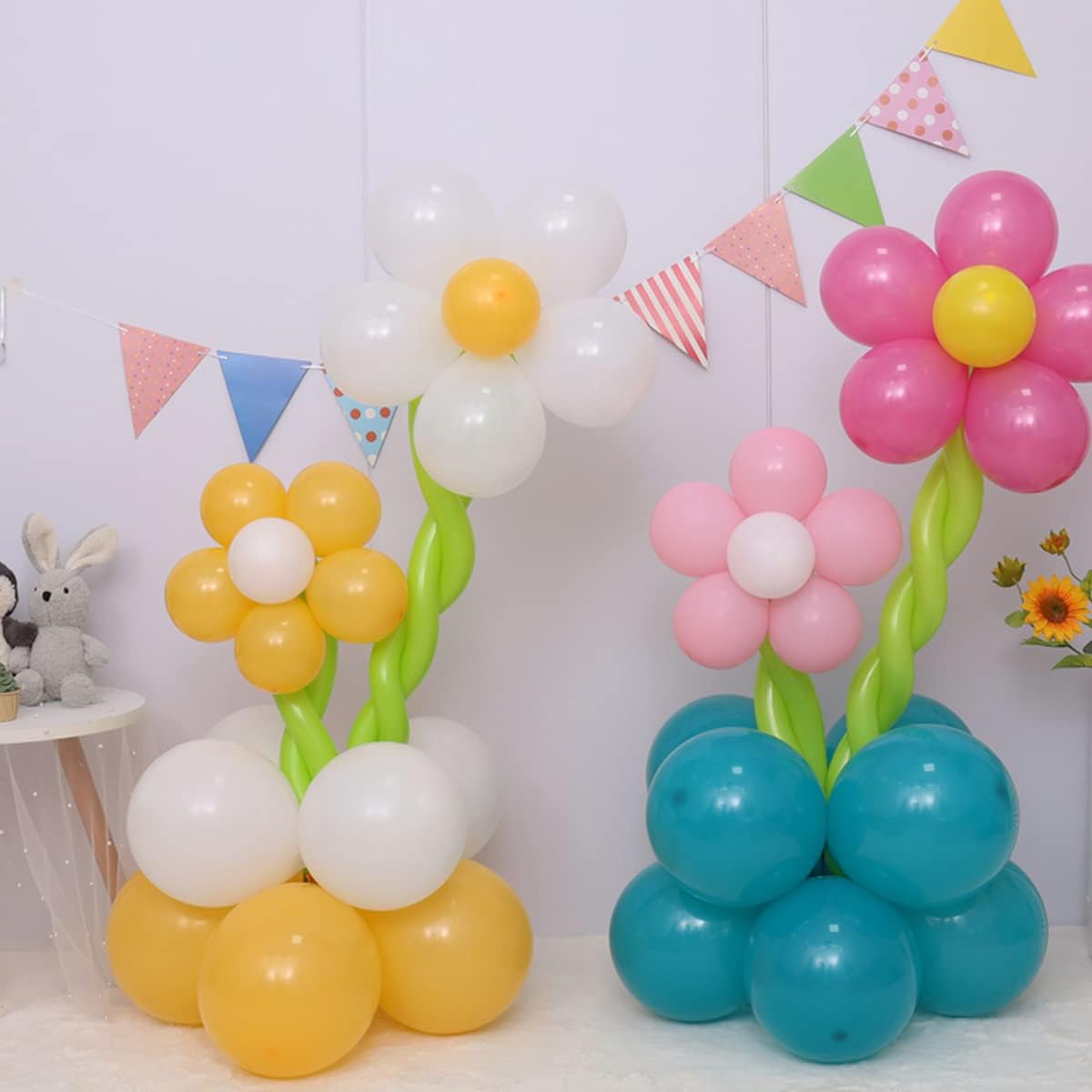 GXXMEI 102PCS Flower Balloon Clips and Holders for Balloon Arch - Baby Shower, Wedding, Birthday Party Decorations