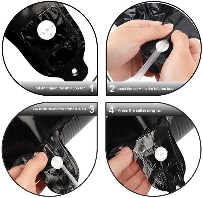 40 Inch Black Large Number 4 Birthday Balloon, Giant Numbers Four 14 24 34 40 44 Balloons, Foil Mylar Big Balloons for Anniversary Graduation Supplies Decorations