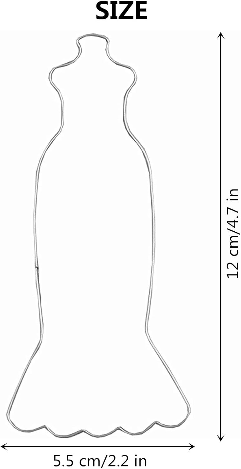 Large Size Dress Shaped Cookie Cutter, Stainless Steel Strapless Mermaid Fishtail Princess Wedding Dress Cookie Cutter, 4.7 Inches