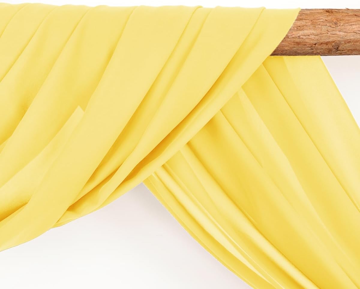 Wedding Arch Draping Fabric 1 Panel 30'' x 18FT Yellow Sheer Chiffon Arch Drapery for Photo Booth Bridal Shower Baby Shower Church Decor Newborn Photography Christening Outdoor Party