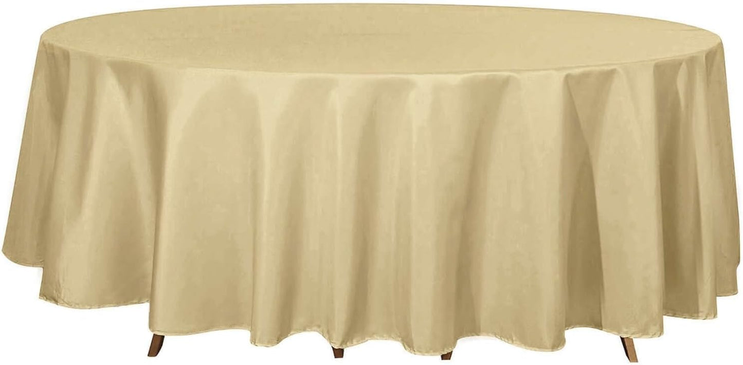 Efavormart Round Tablecloth, 108 Inch Stain & Wrinkle Resistant Washable Table Cloth, Decorative Polyester Fabric Table Cover for Banquet, Wedding, Dining- Champagne