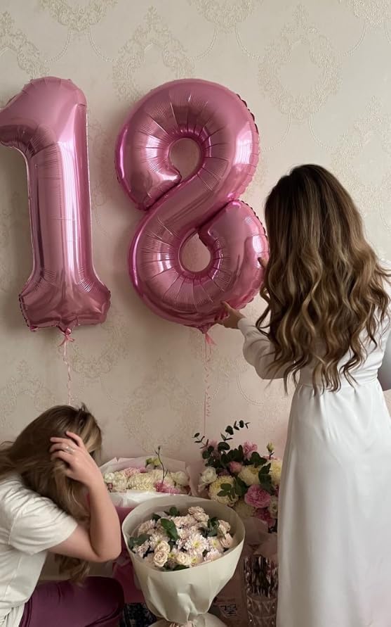 Pearlescent Pink Number 1 Balloon 40 inch, Number 1 Birthday Balloons for Boy Girl, Pearl Pink Foil One Balloon for 1st 10 11 12 16 18 Birthday Party, Anniversary Celebration Numbers Decorations