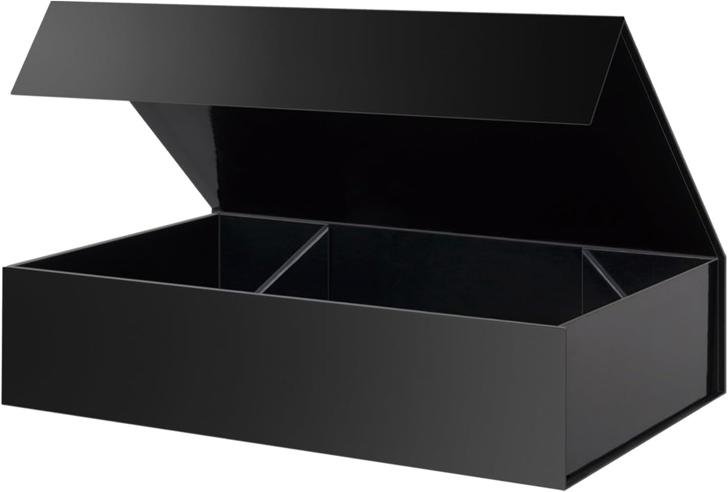 PACKHOME Extra Large Gift Box 17.5x11.3x4.3 Inches, Sturdy Shirt Box with Magnetic Lid for Clothes and Large Gifts (Glossy Black)