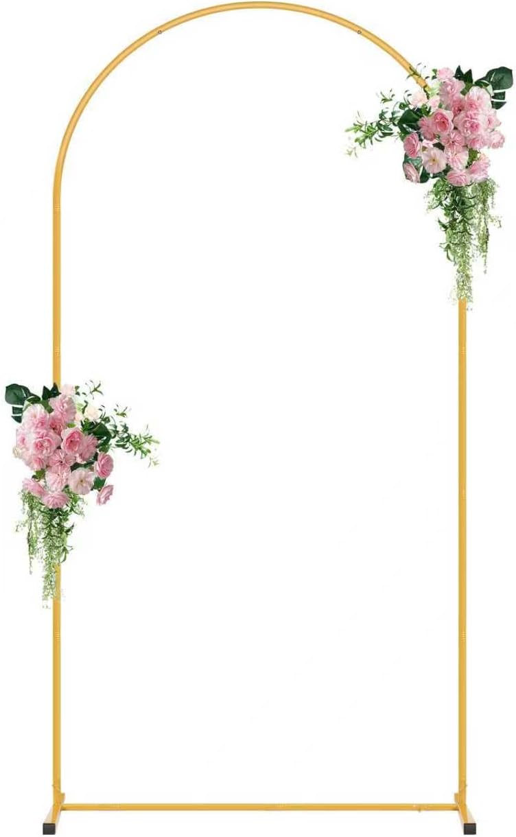 7.2FT Arch Backdrop Stand, Metal Backdrop Arch Stand, Decoration Balloon Arch Stand, Gold Wedding Arch Stand for Party Backdrop