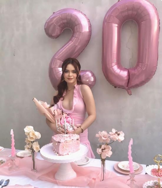 40 Inch Pearlescent Pink Large Number 4 Birthday Balloon, Giant Number Four 14 24 34 40 44 Balloons, Foil Mylar Big Balloons for Anniversary Graduation Supplies Decorations