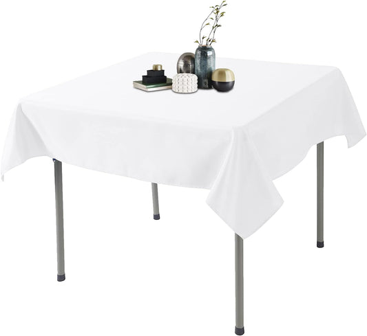 Ascoza 2pack 70x70 Inch White Square in Polyester Fabric Tablecloth for Wedding,Banquet,Restaurant and Parties