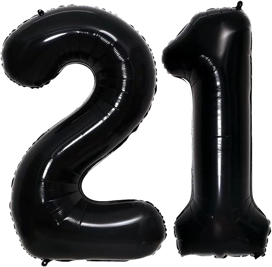 GOER Number 12 Balloons for 12th Birthday Sweet 12 Party Decorations,42 Inch Jumbo Foil Helium 21 Balloons for 21st Birthday Party Decoration (Black)