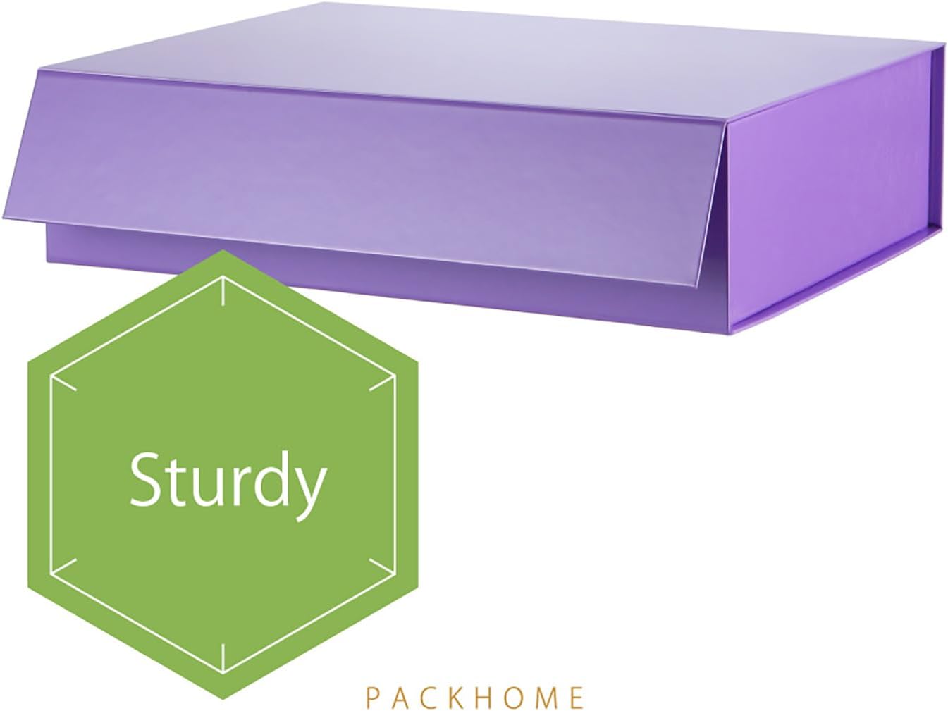 PACKHOME Large Gift Box 13.5x10x3.5 Inches, Sturdy Shirt Box with Magnetic Lid for Multiple Occasions (Glossy Purple)