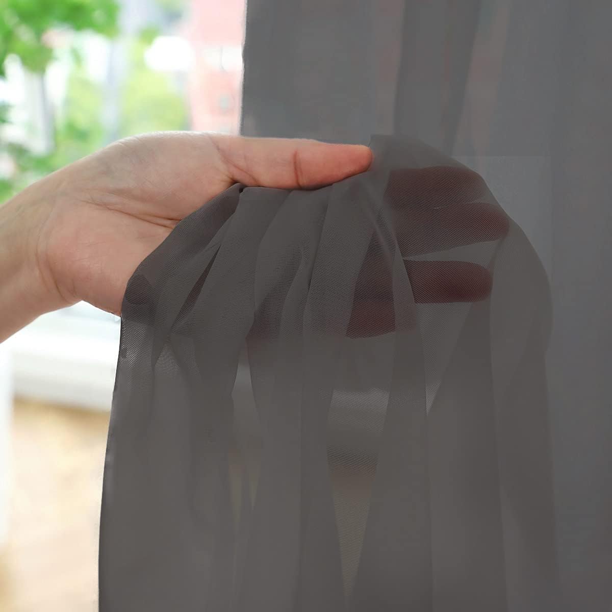 Window Dark Grey Sheer Curtains 48 Inches Width 160 Inches Long 2 Panels Sheer Curtain Clear Curtains Basic Rod Pocket Panel for Home Living Room Bedroom Kids Room Yard Patio Parlor Sliding