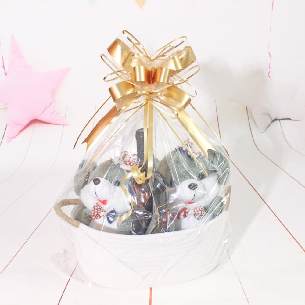 Gold Bows for Gifts, Large Pull Bow for Gift Wrapping, Christmas, New Year, Birthday, Weddings, Baby Showers, Graduations, Valentine's Day(8 inches, 10 PCS)