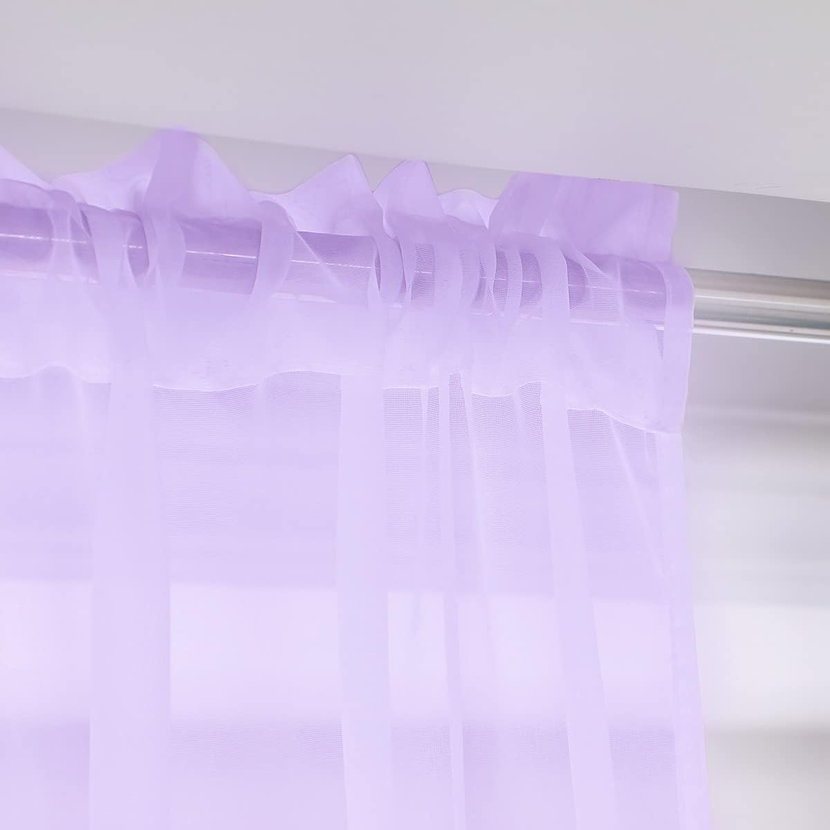 Window Purple Sheer Curtains 60 Inches Width 90 Inches Long 2 Panels Sheer Curtains Clear Curtains Basic Rod Pocket Panel for Home Living Room Bedroom Kids Room Yard Patio Parlor Sliding