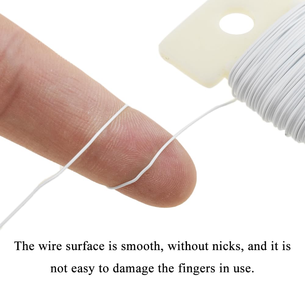 HAHIYO 26Gauge White Metal Floral Wire - 1 Roll, 38 Yards (115 Feet) - Flexible Paddle Wire for Crafts, Christmas Wreaths, Tree & Flower Arrangement