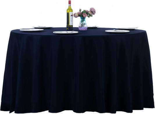 Ascoza 2pack 108 Inch Navy Round Tablecloth in Washable Polyester Fabric for Wedding/Banquet/Restaurant/Parties…
