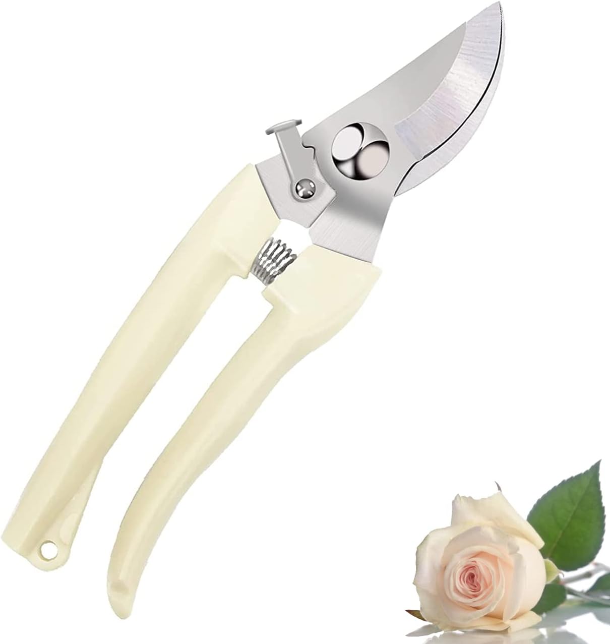 Leize Pruning Shears, Gardening Hand Pruner, Floral Shears, Strong Pruner for Flowers, Branches and Leaves (CreamA)