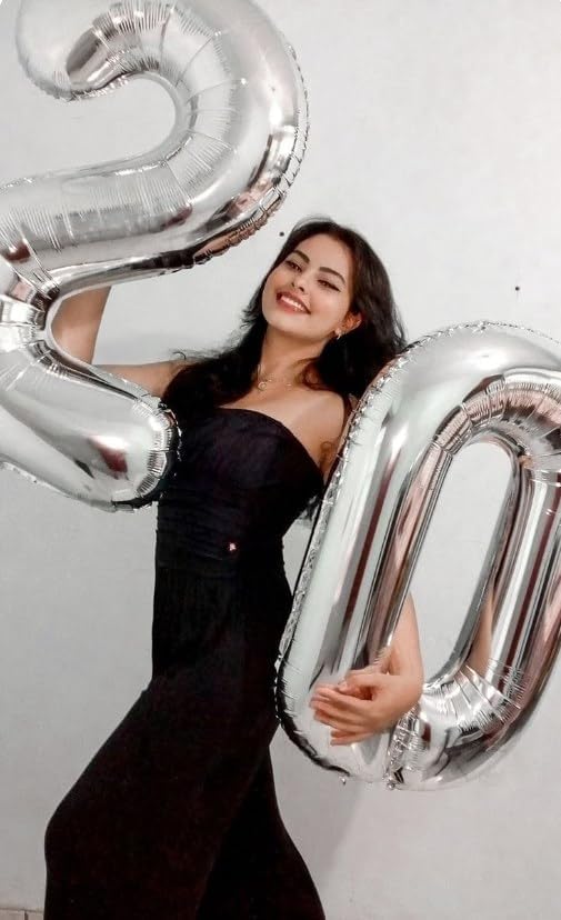 Silver Helium Number Balloon 40 Inch, Giant Foil Silver Number 0 Birthday Balloons, Large Numbers 10 20 30 40 50 60 70 80 90 100 2025, Party Celebration Supplies Decorations