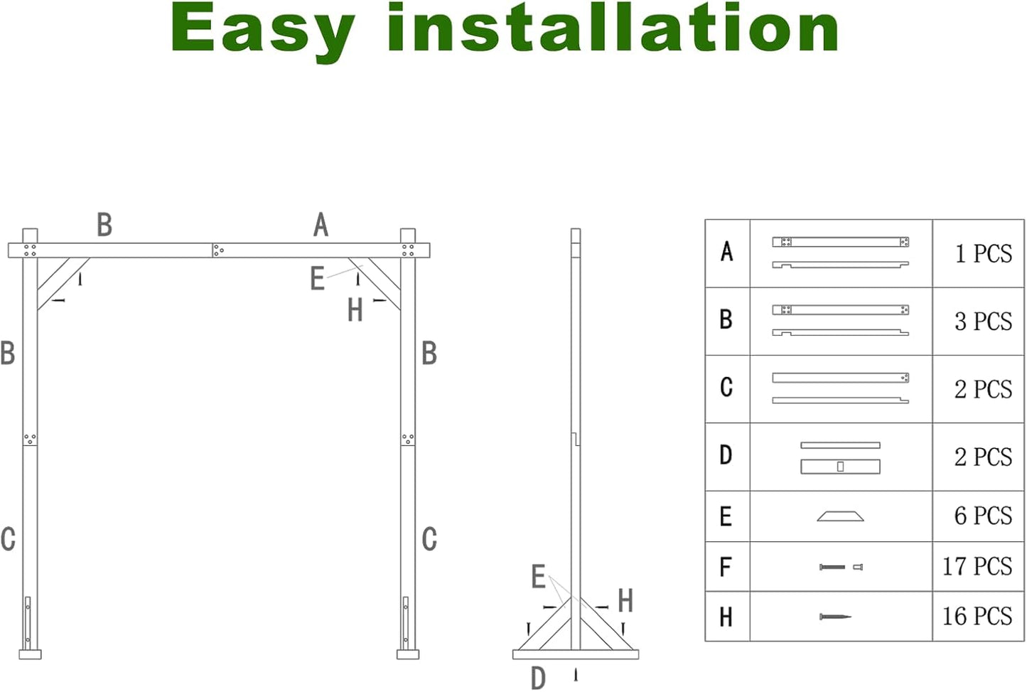 7.3FT Wooden Wedding Arch Stand Square Wood Arch Wedding Arbor for Ceremony Party Proposal Scene Garden