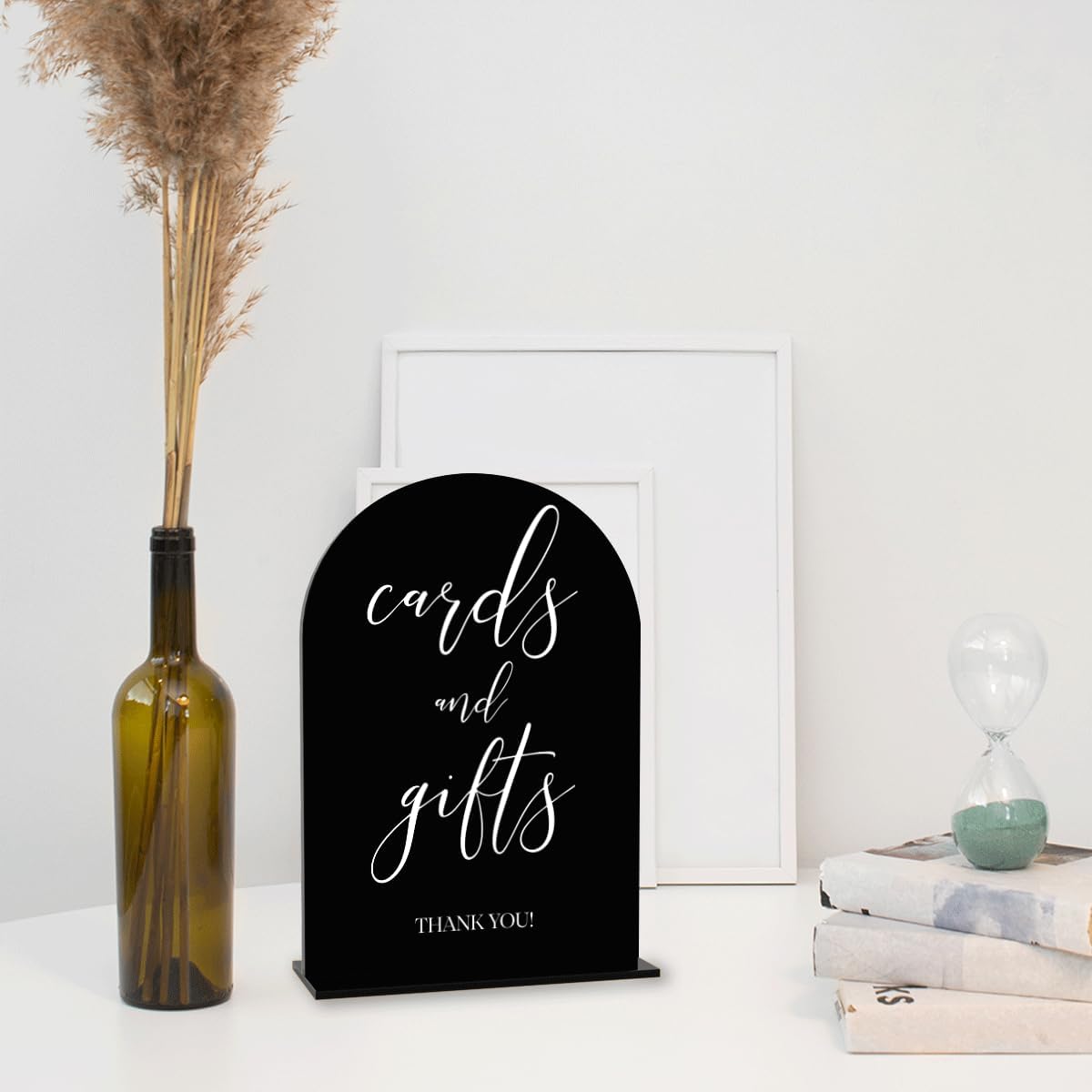 Black Cards and Gifts Sign, Wedding Engagement Bridal Shower Baby Shower Party Decor for Reception Reception, Weddings Acrylic Sign
